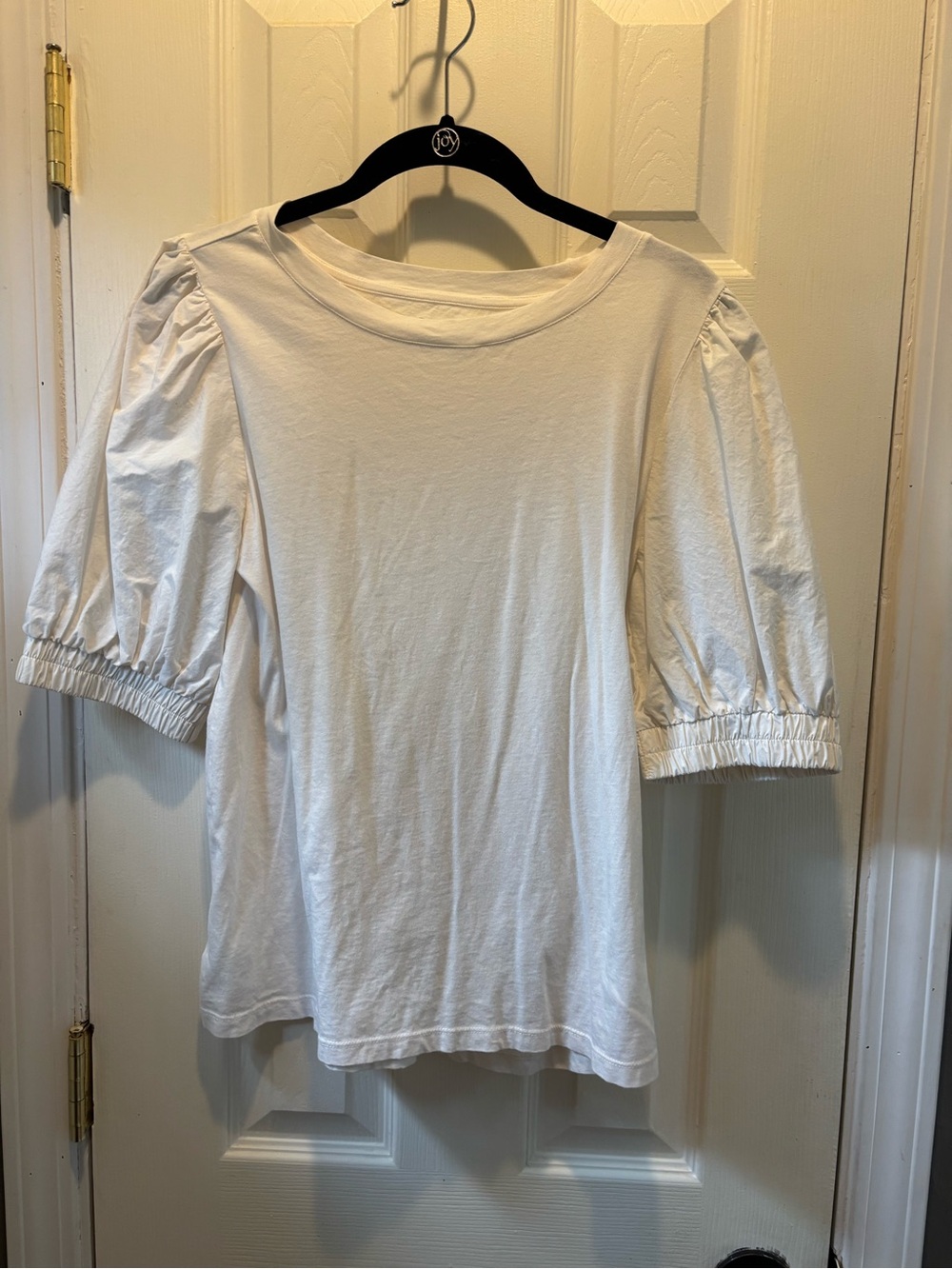 LOFT White Puff Sleeve Tee - Elastic Cuffs